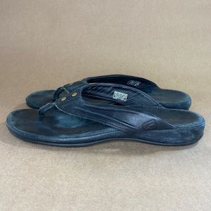 KEEN Leather Flip-Flop Sandals, Black, Women’s size 7.5